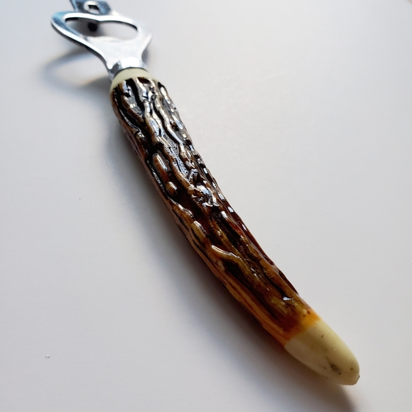60's Vintage 'Maine' Antique Deer Stag Antler Bone Bar Tool Combi Bottle Opener - Picture 4 of 11